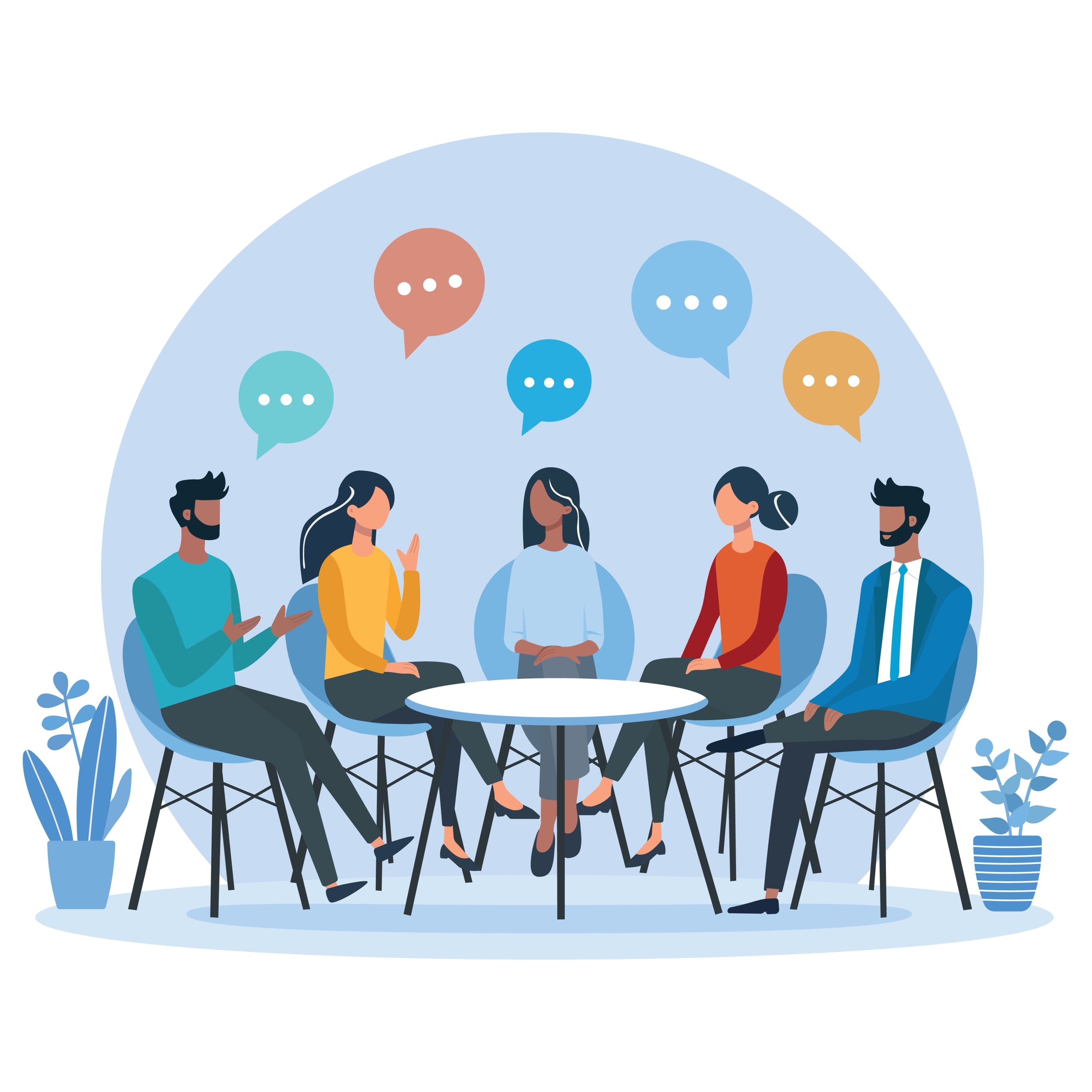 Flat,Vector,Illustration,Of,Diverse,People,Sitting,In,A,Circle